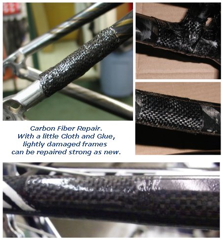 We can repair lightly damaged carbon frames.
